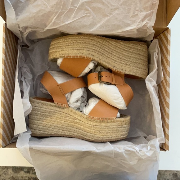 NIB Soludos Minorca High Platform Leather Wedges - Picture 12 of 12